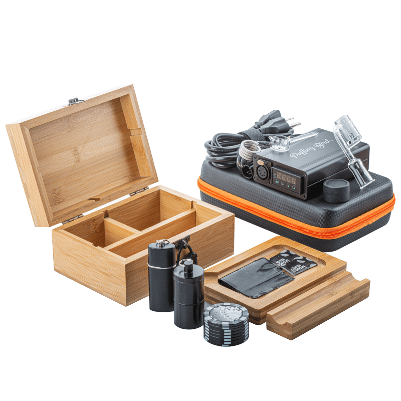 Wooden Stash Box Lock with Quartz Enail Kit Set