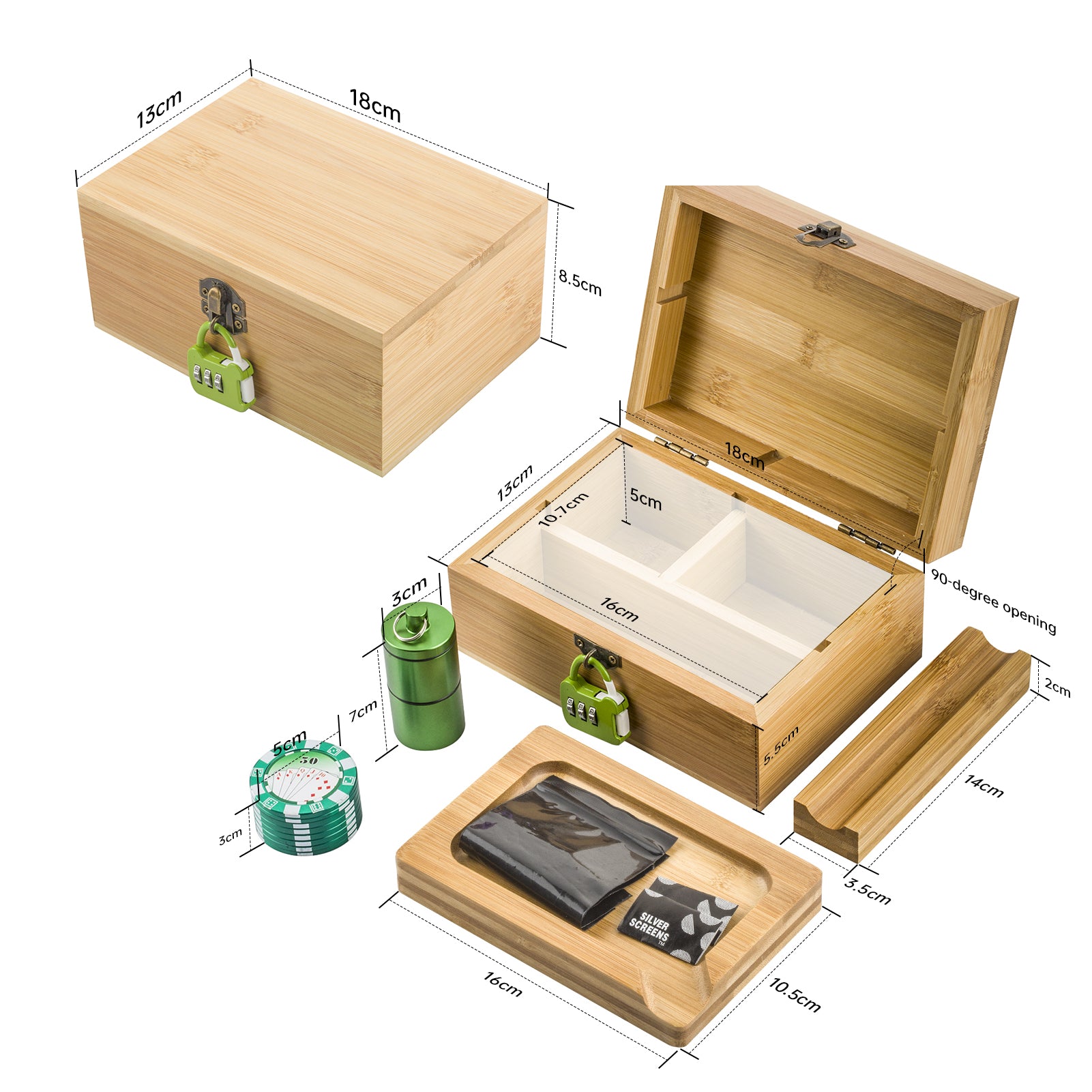 PUFFING BIRD Wooden Stash Box with Lock and key-Organiz Your Accessories