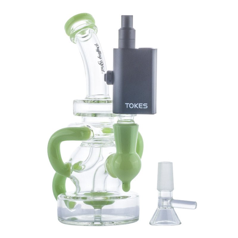 Green Showerhead Perc Dab Rig w/ SOC Tokes Vaporizer Set
