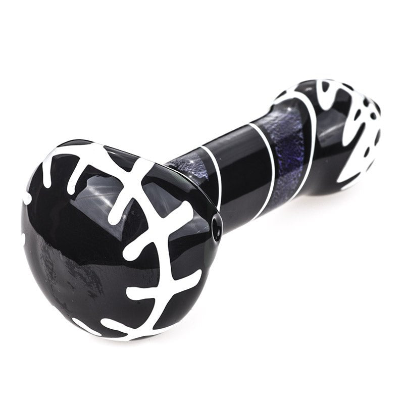 Black Glass Pipe with White Stripes