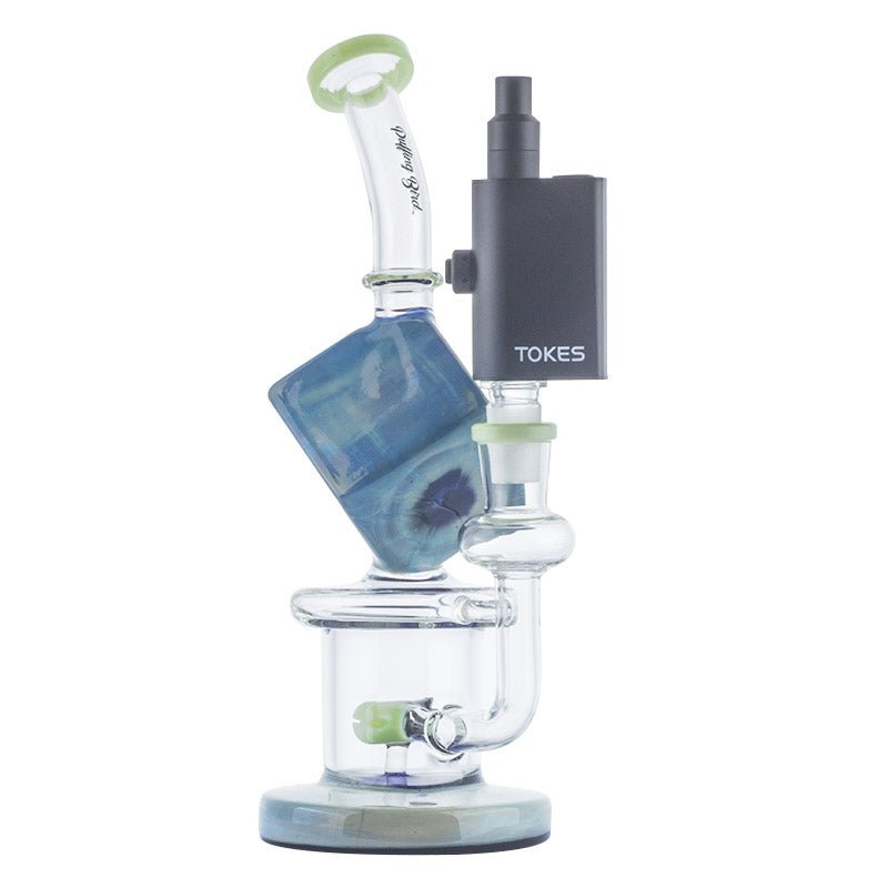 Blue Cube Glass Dab Rig w/ SOC Tokes Vaporizer Set