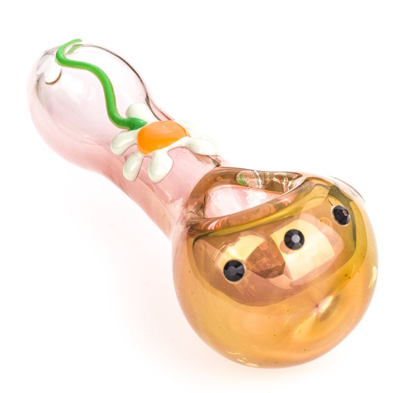 Pink Glass Pipe with Daisy Flower - PuffingBird