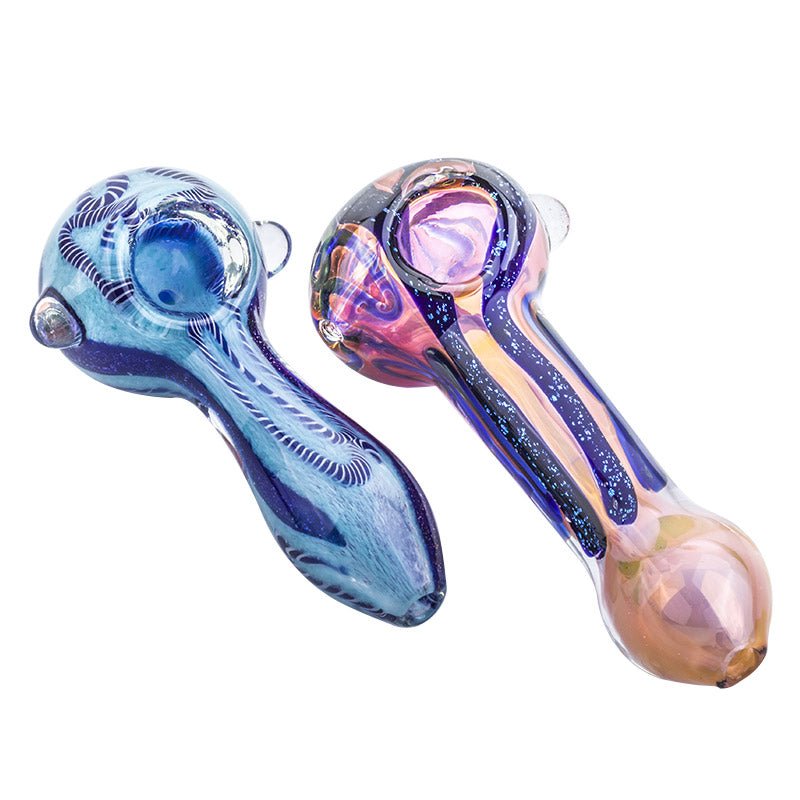 Color Changing Spoon Pipe and Two Tone Glass Pipe Set