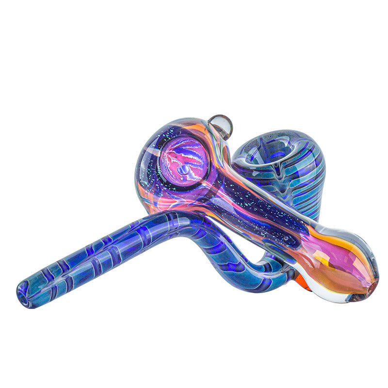 Fumed Purple Glass Pipe and Blue Sherlock Pipe Set