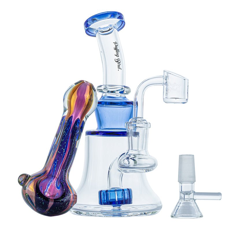Showerhead Perc Dab Rig w/ Glass Pipe Quartz Banger Set