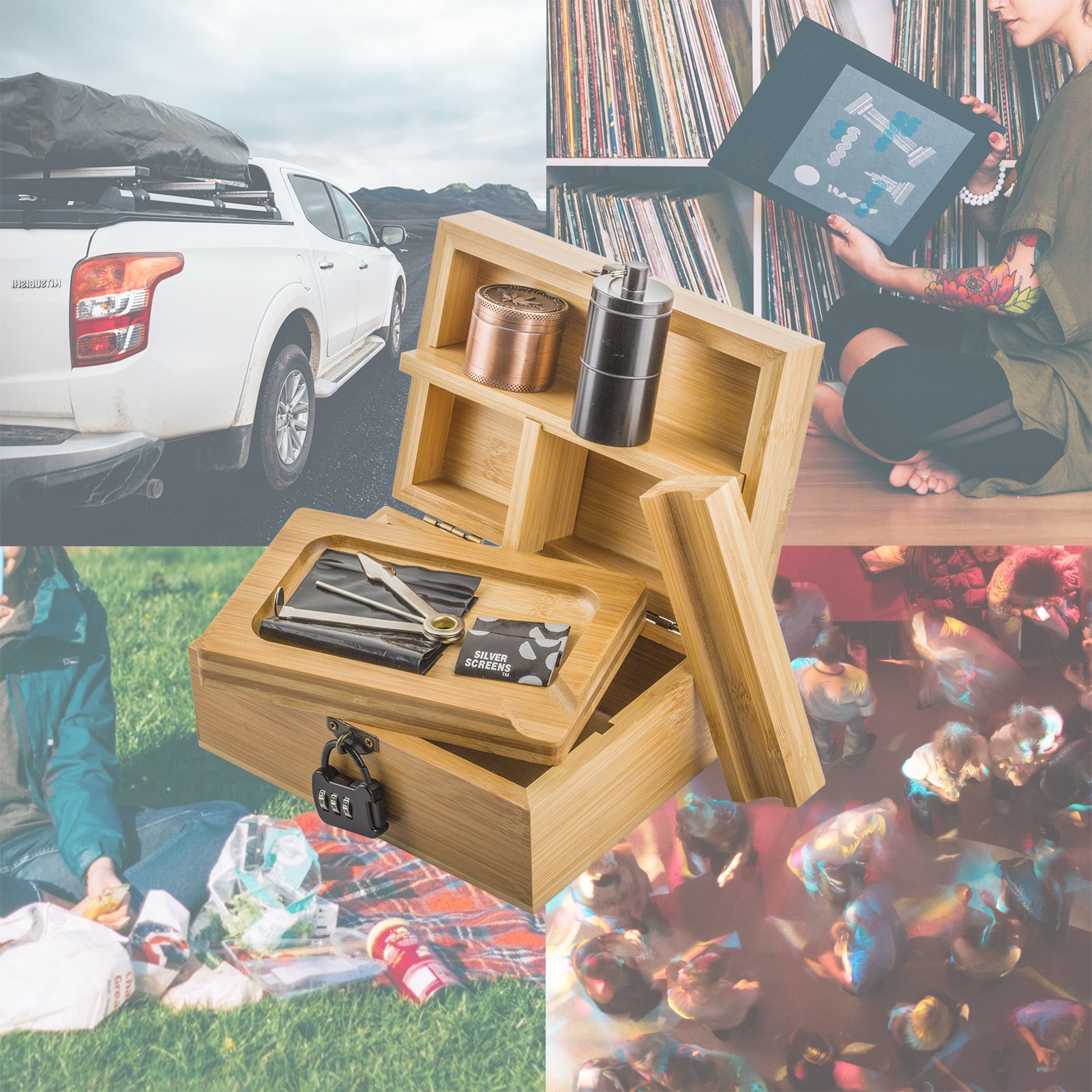 PUFFING BIRD Wooden Stash Box with Lock and key-Organiz Your Accessories