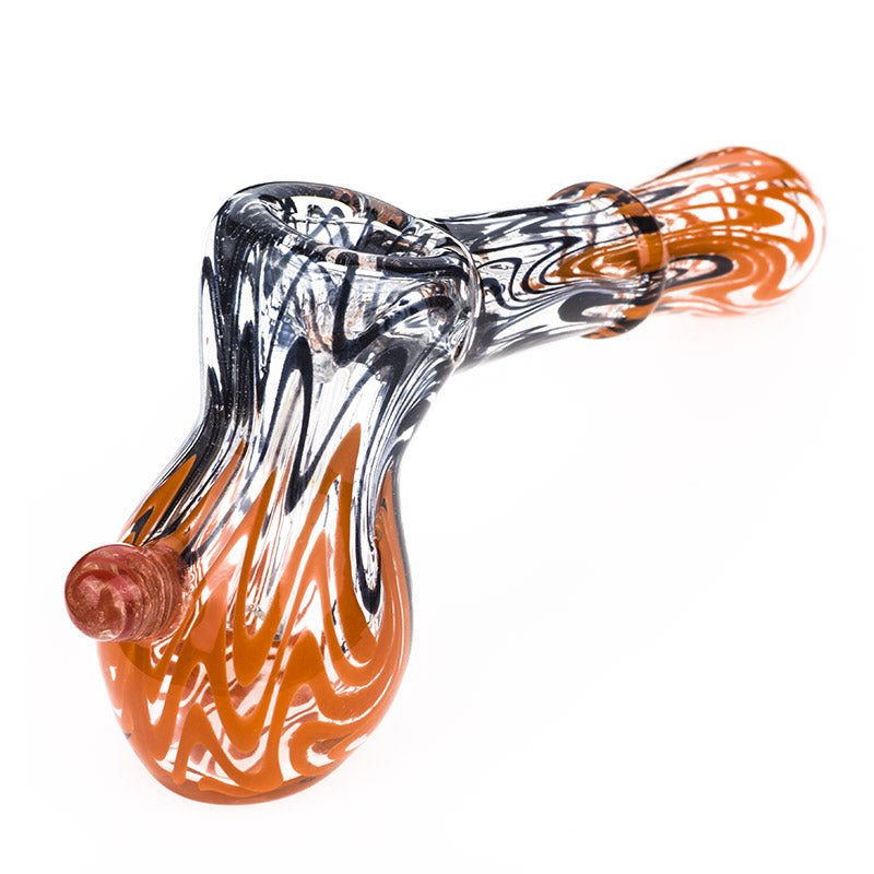 Black and Orange Spiral Glass Hammer Bubbler