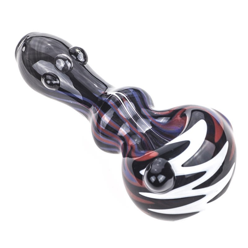 Zigzag Pattern Glass Pipe w/ Marbles - PuffingBird