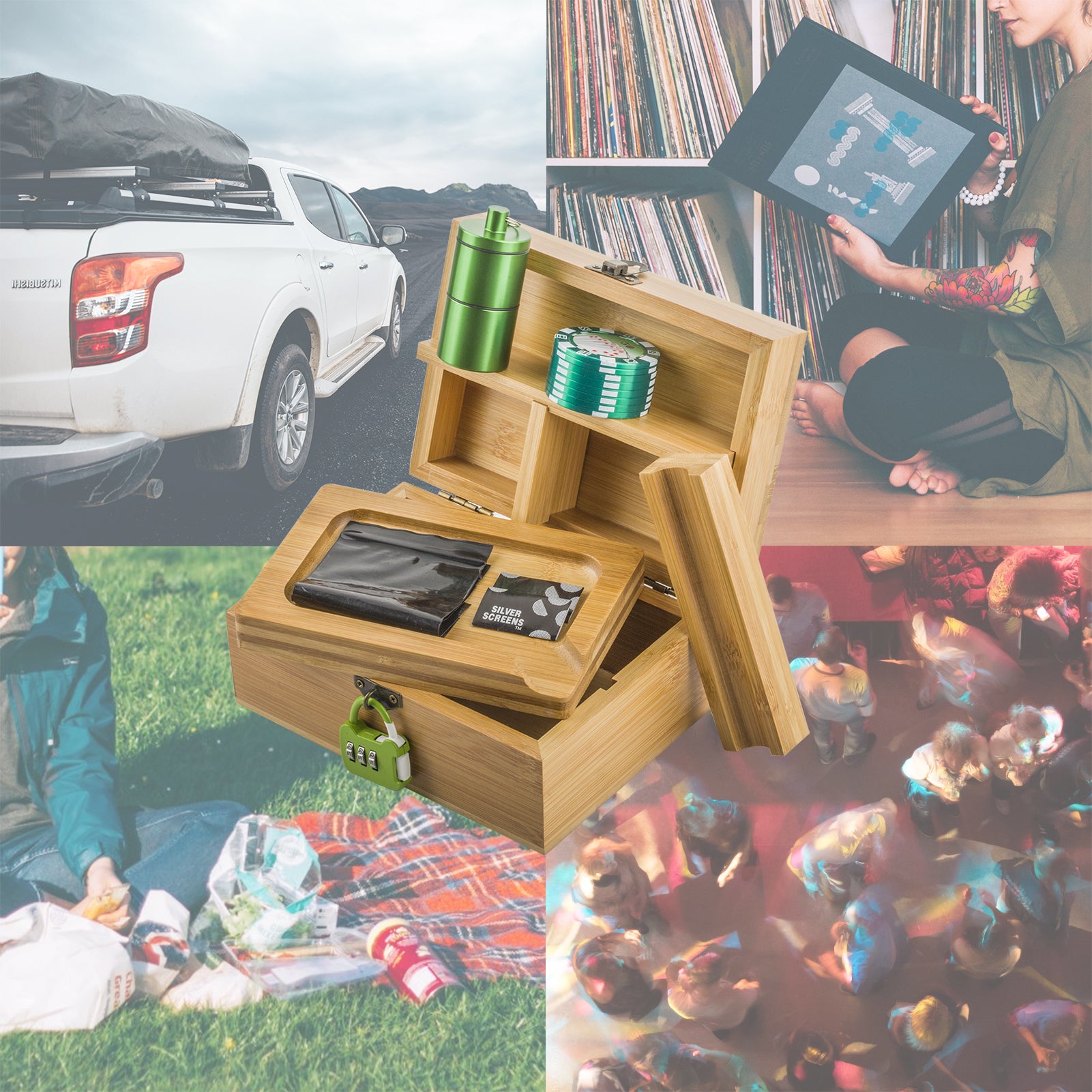 PUFFING BIRD Wooden Stash Box with Lock and key-Organiz Your Accessories