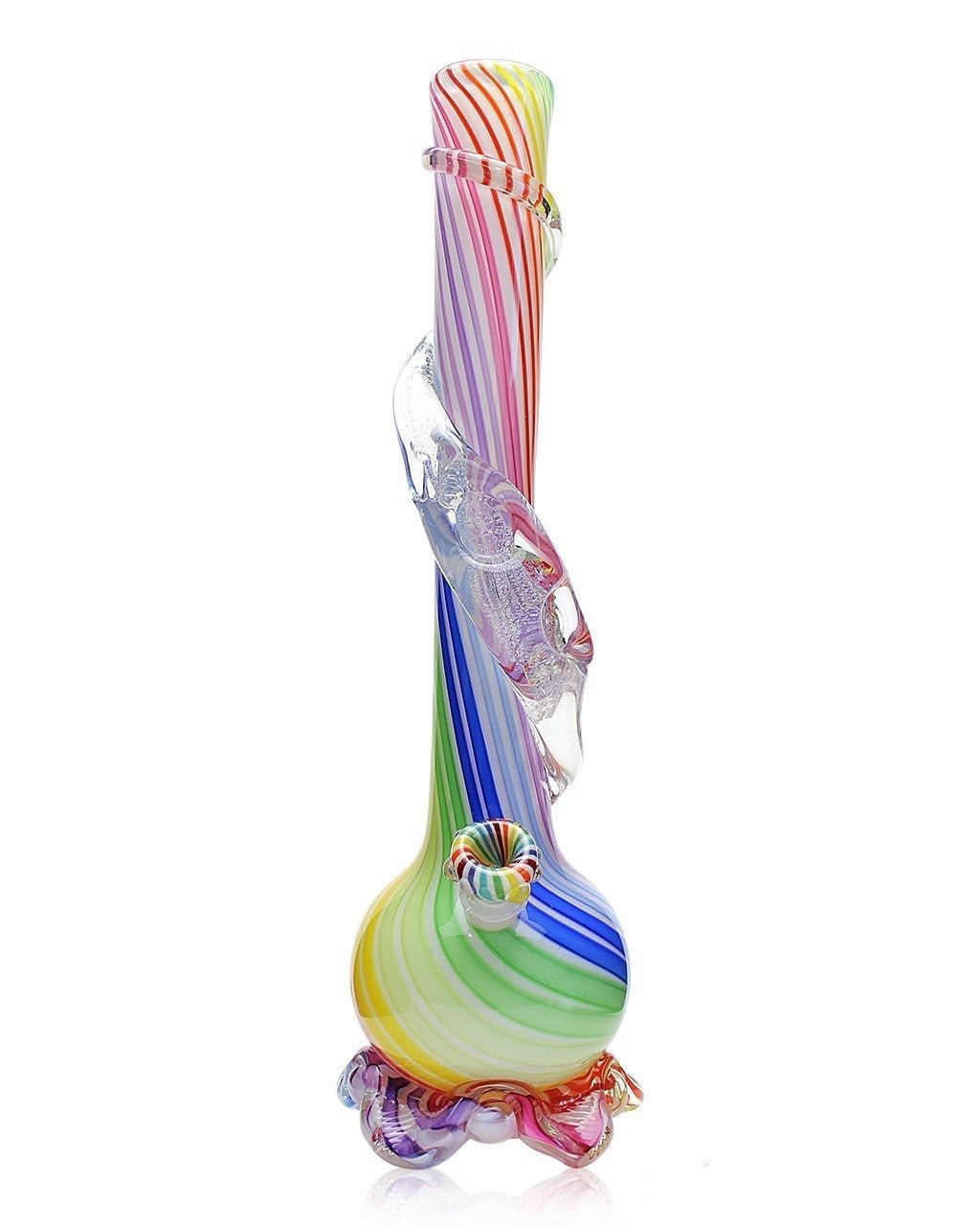 Noble Glass Medium Rainbow Cane Wrapped Soft Glass Bong