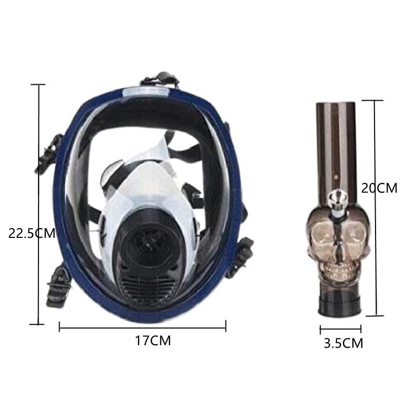 Chrome Mirror Full-Coverage Gas Mask with Skull Acrylic Bong