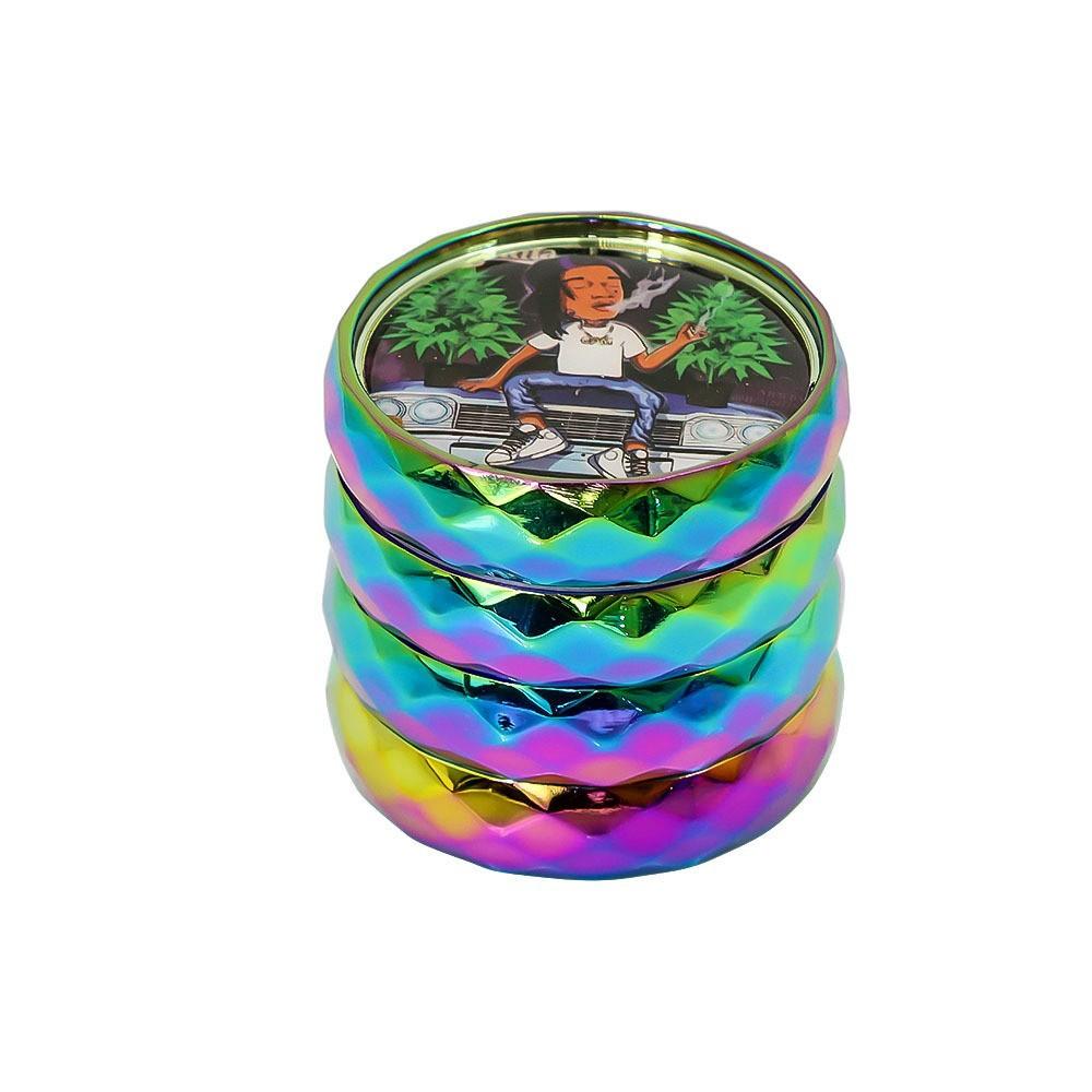 Lady Hornet 4-Layer 43mm Zinc Alloy Colorful Diamond Cut Grinder