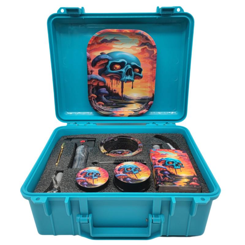 8-Piece Stash Box Kit - Portable Case with Mini Game Console Water Pipe & Accessories