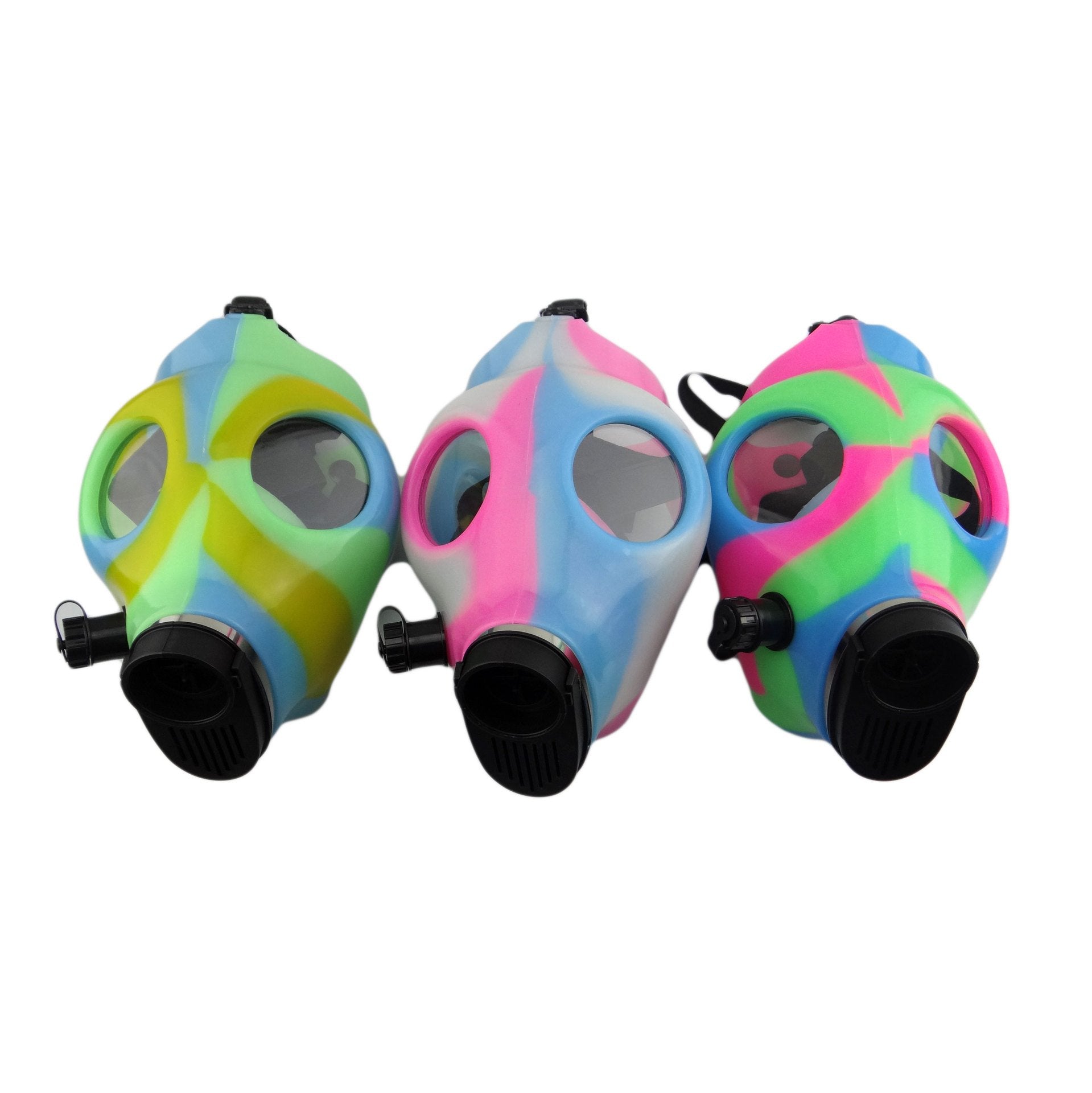 Luminous Silicone Grow-In-The-Dark Gas Mask Bong w/ Acrylic Water Pipe