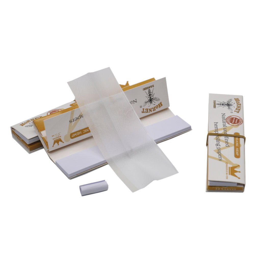 Hornet Natural Unrefined Hemp Rolling Paper Box of 24 Booklets/1536 sheets