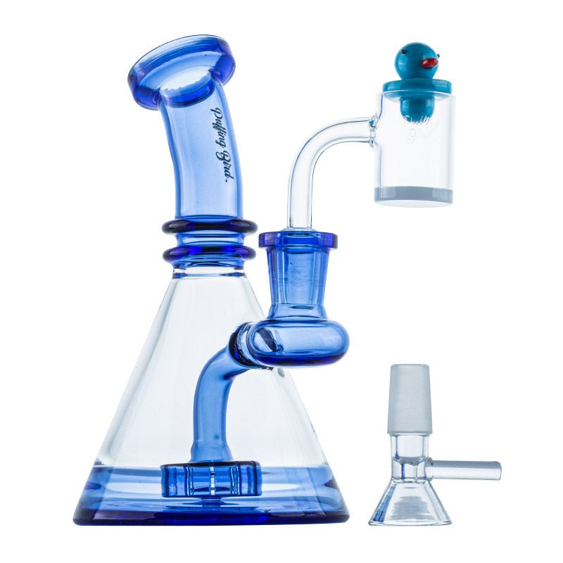 Showerhead Perc Dab Rig w/ Gravel Quartz Hybrid Banger Set