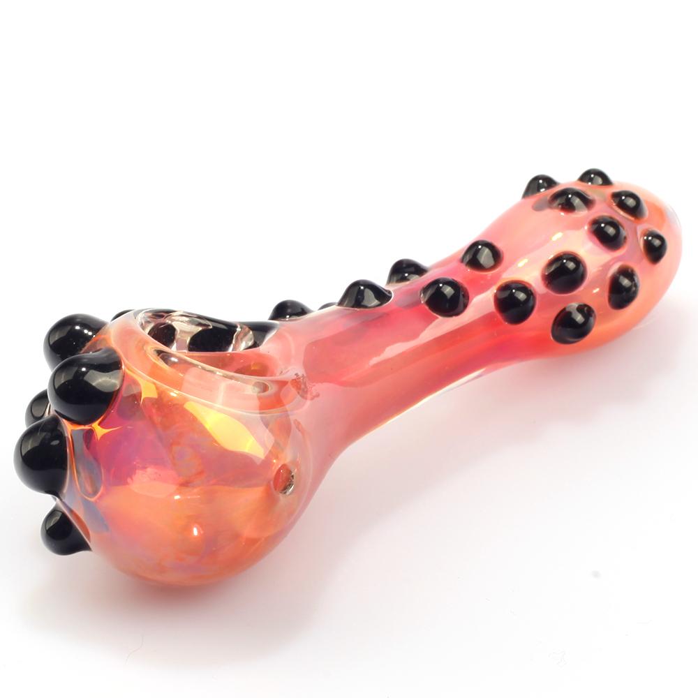 Handmade Glass Pipe w/ Black Glass Marbles Grip