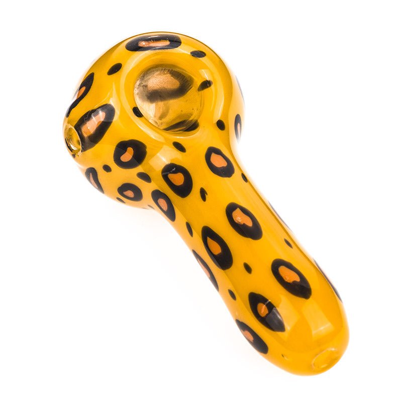 Yellow Glass Pipe with Leopard Print - PuffingBird