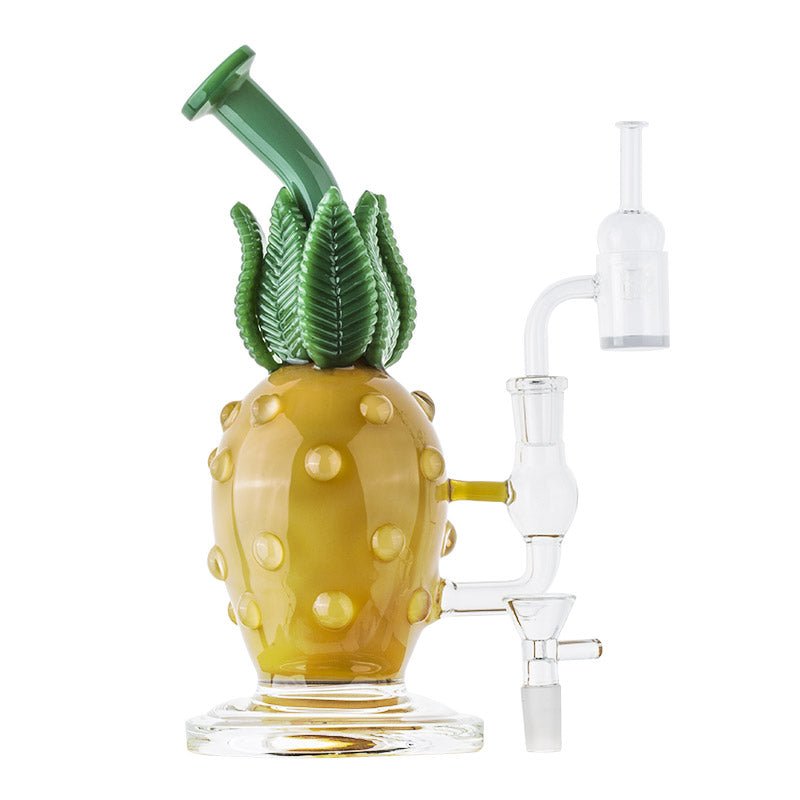 Pineapple Themed Bong Set w/ Quartz Banger and Carb Cap