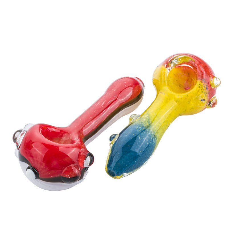 Pokemon Ball Spoon Pipe and Three-Toned Dichroic Glass Pipe Set