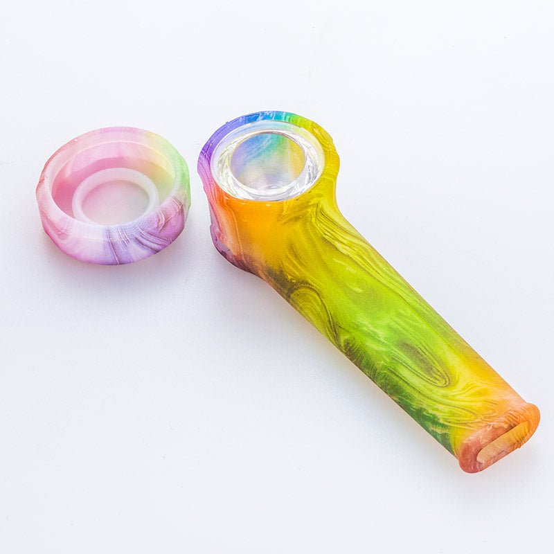 Glow-In-The-Dark Colorful Silicone Hand Pipe With Lid