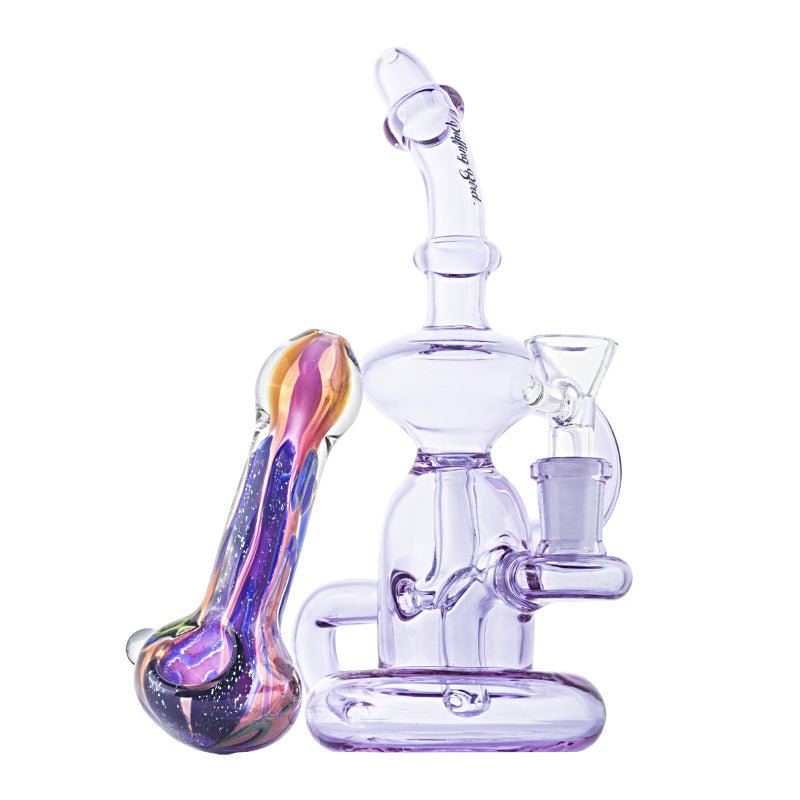 Mini Recycle Dab Rig w/ Fumed Color Changing Glass Pipe Set