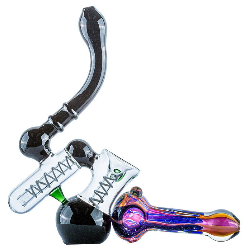 Fumed Purple Glass Pipe and Double Chamber Bubbler Set