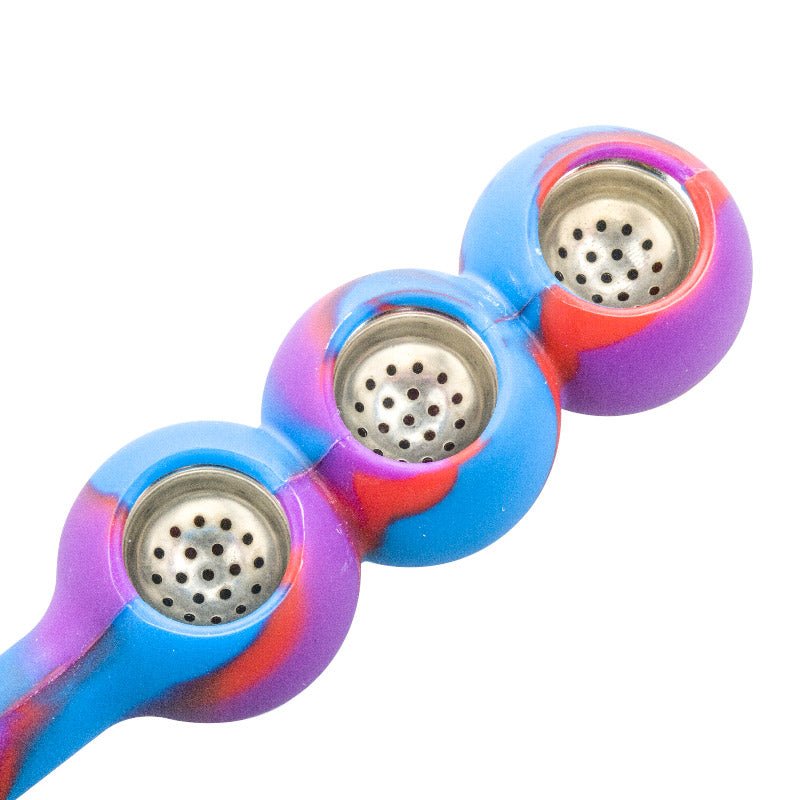 Silicone Triple Bowl Pipe (Random Color)