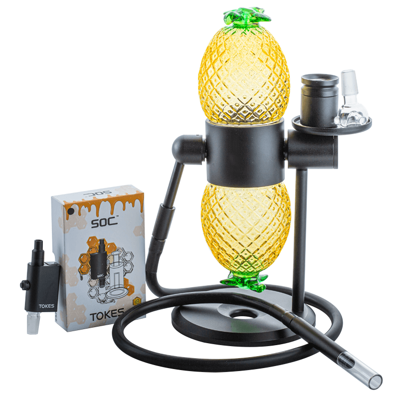 Pineapple Gravity Hookah Bong w/ SOC Tokes Vaporizer Set
