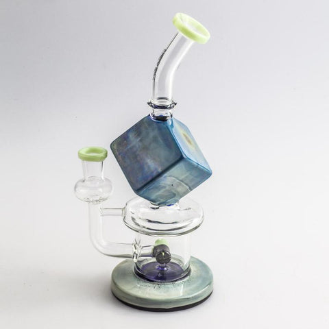 Cube Glass Dab Rig w/ Thermochromic Quartz Banger Set | Free Shipping