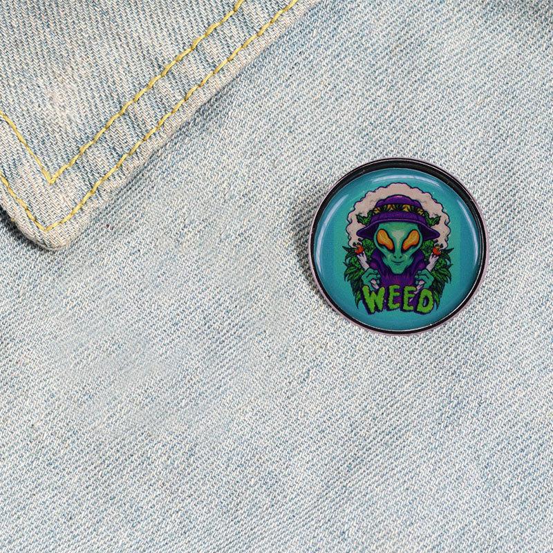 Weed Alien Enamel Pin