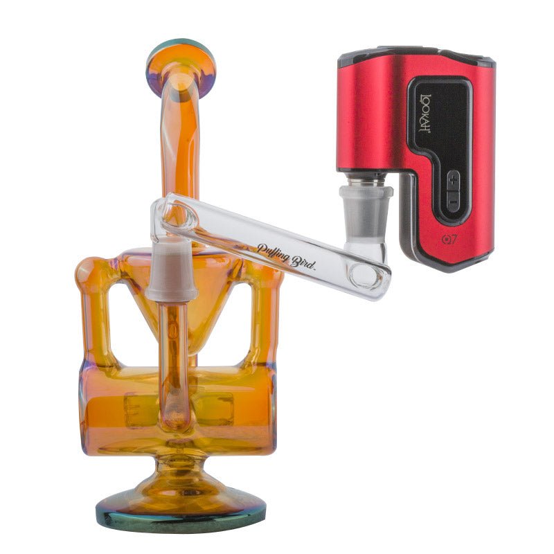 Orange Recycler Dab Rig w/ Lookah Q7 Electric Dab Nail Set