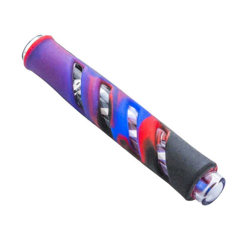 Glass One Hitter Pipe w/ Silicone Sleeve - PuffingBird