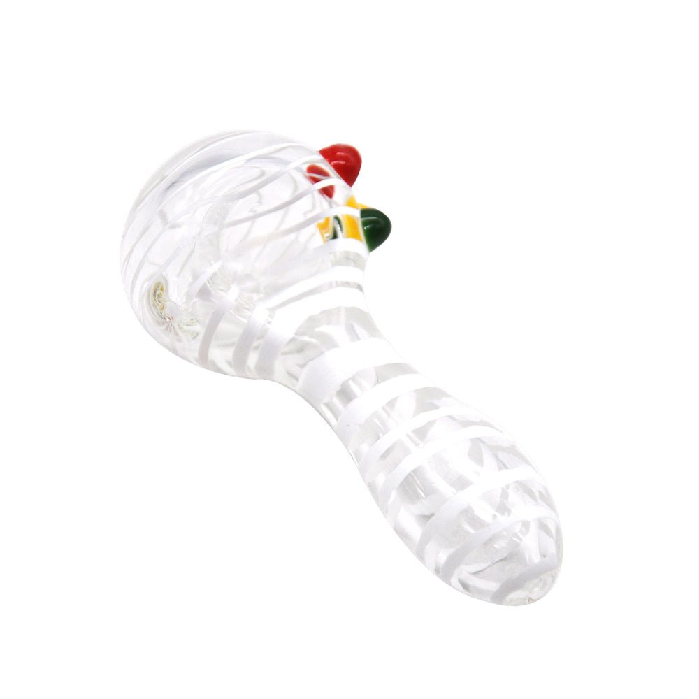 White Stripes Glass Spoon Pipe - PuffingBird