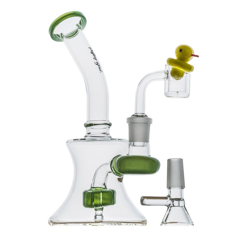 Mini Showerhead Perc Dab Rig Set w/ Quartz Banger Carb Cap