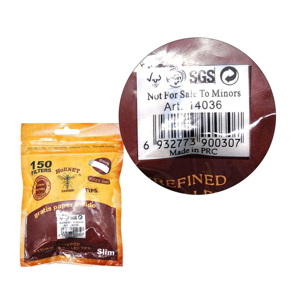 Natural Unrefined Rolling Paper Filter Tips - 6mm Brown Pre-Rolled Tips (150 Tips per Resealable Bag)