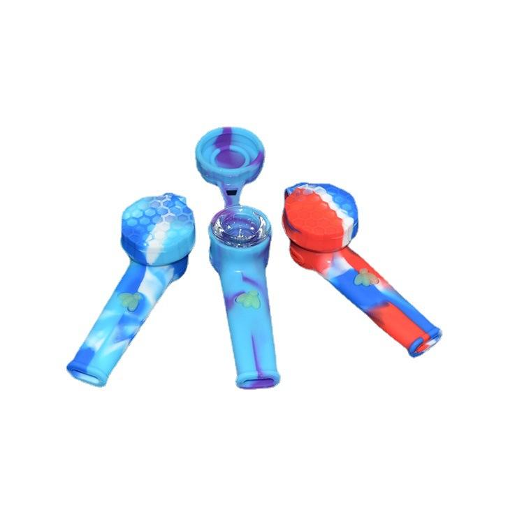 Honeycomb Silicone Pipe w/ Lid (Random Color)