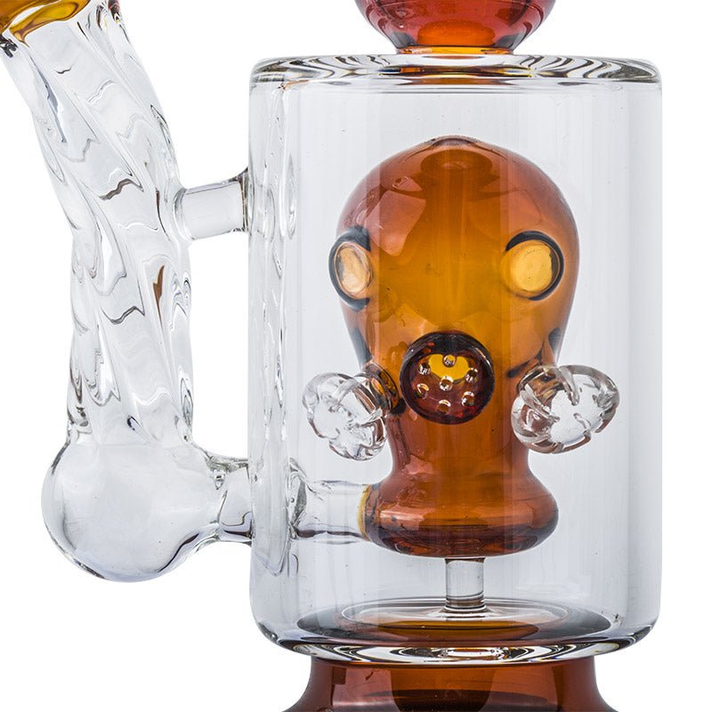 10.2″ Orange Gas Mask Perc Dab Rig with Bong Bowl