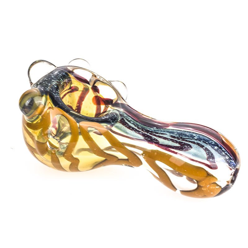 Fumed Glass Spoon Pipe w/ Canes - PuffingBird