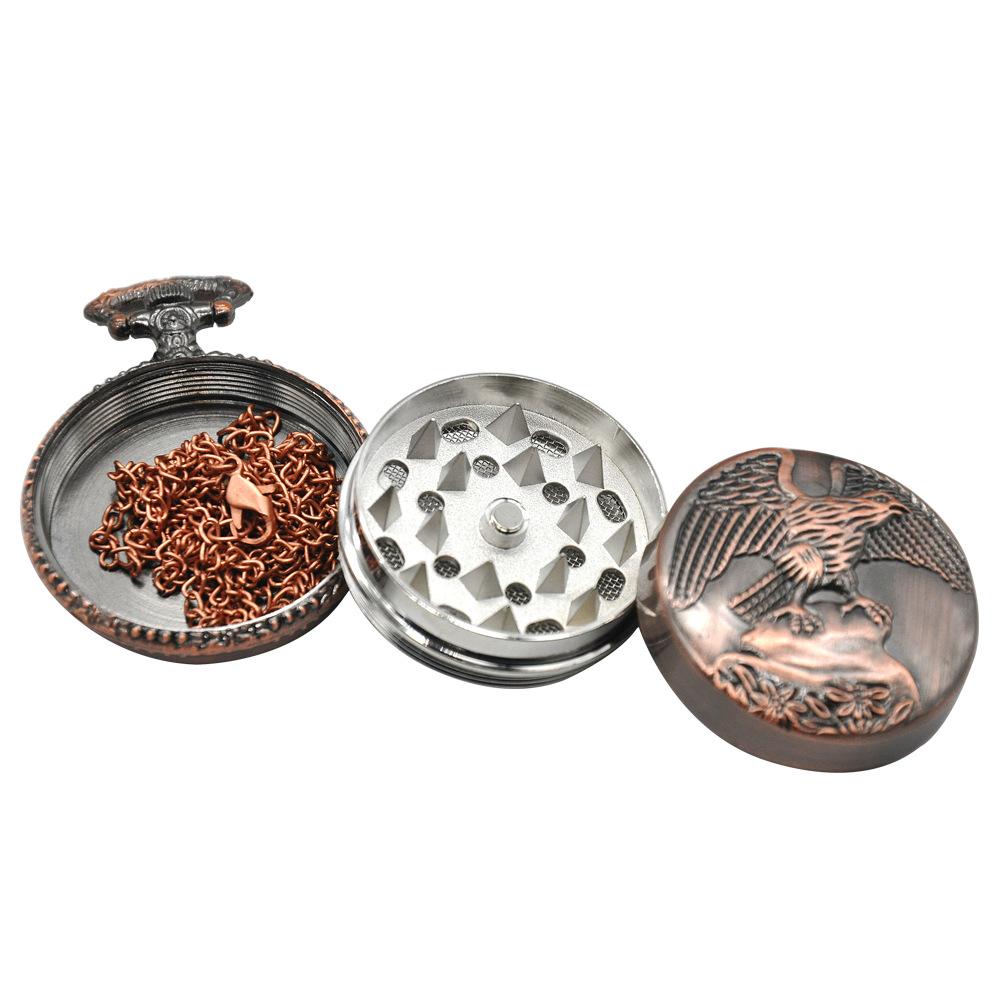 Necklace Hawk Pocket Watch Novelty Herb Grinder 3 Layer 45mm (2 Color)