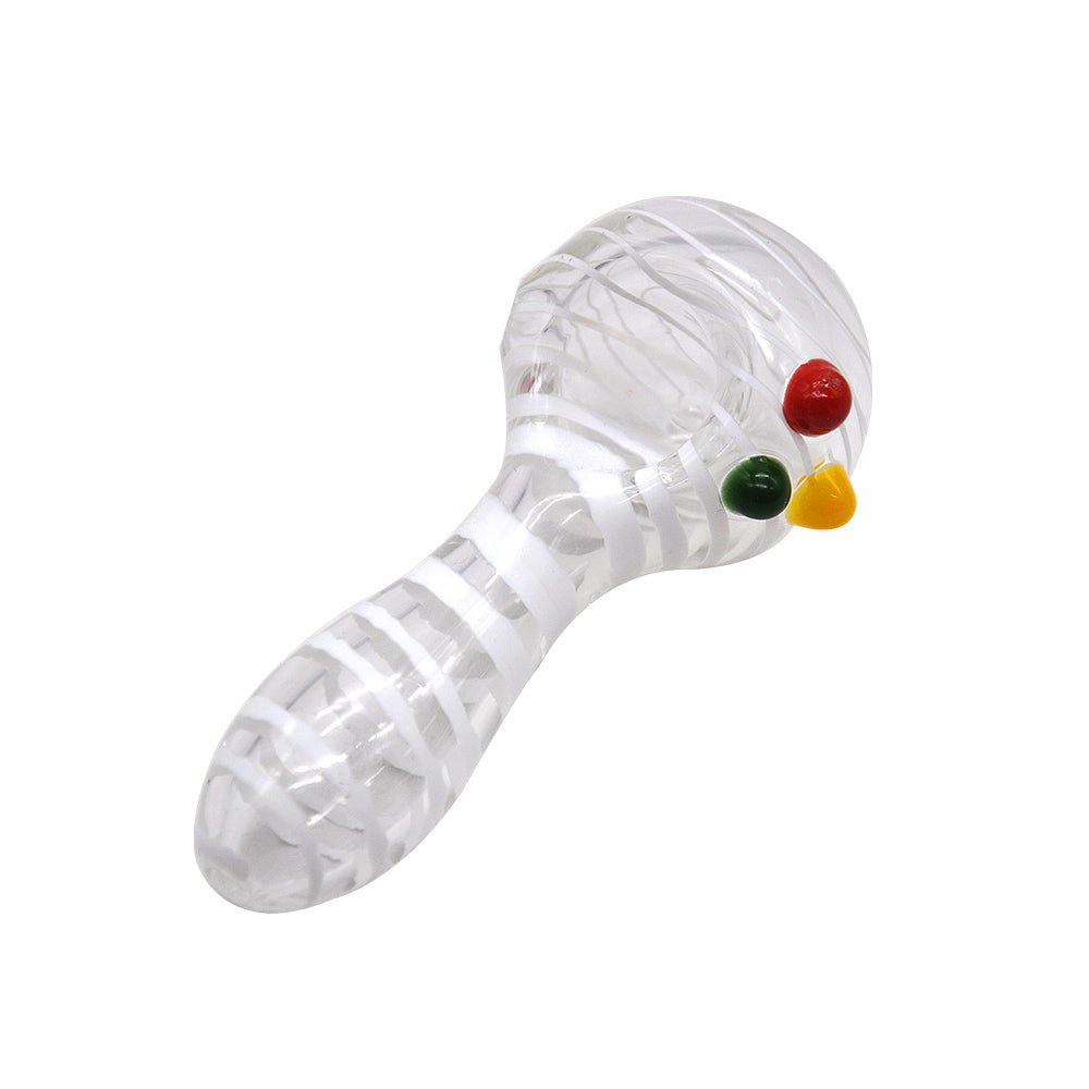 White Stripes Glass Spoon Pipe - PuffingBird