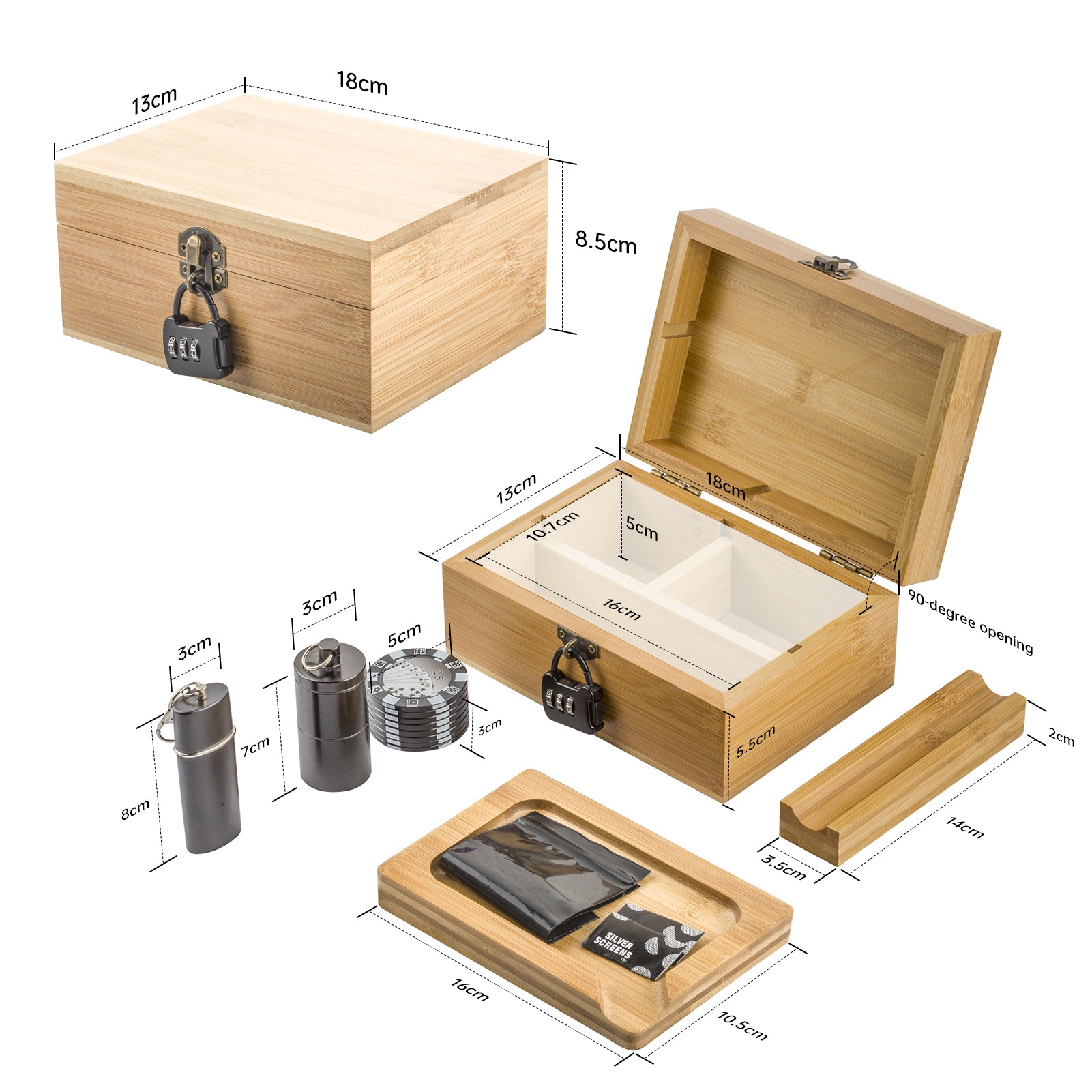 PUFFING BIRD Wooden Stash Box with Lock and key-Organiz Your Accessories