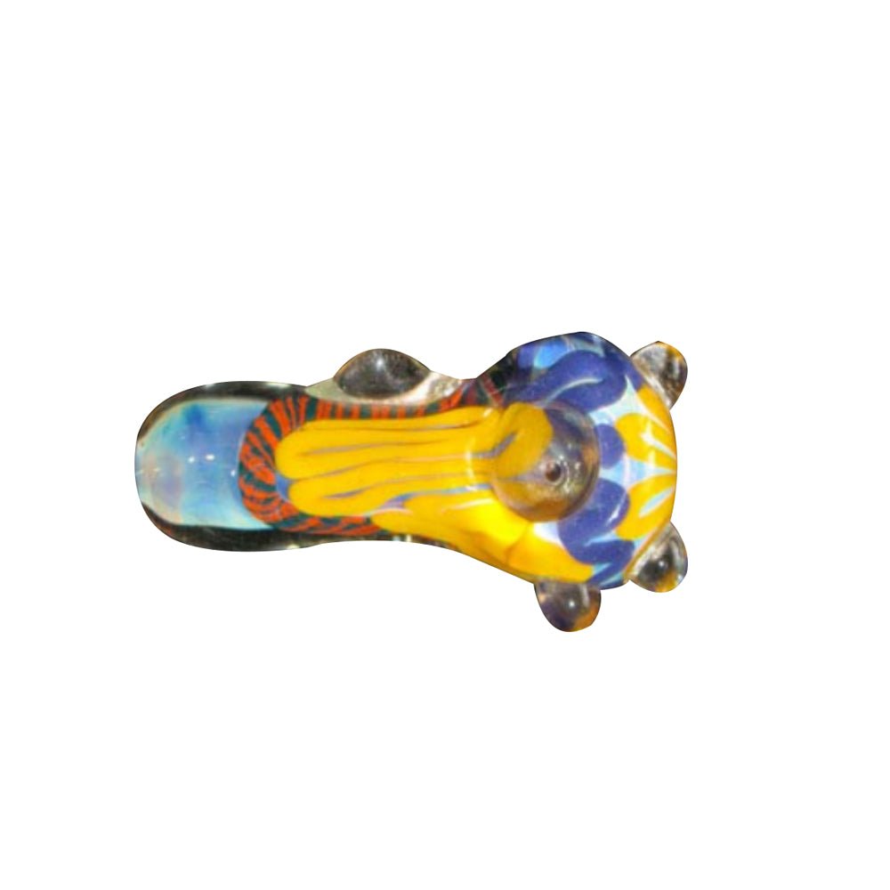 Multi-Color Glass Pipe w/ Marble Grip - PuffingBird