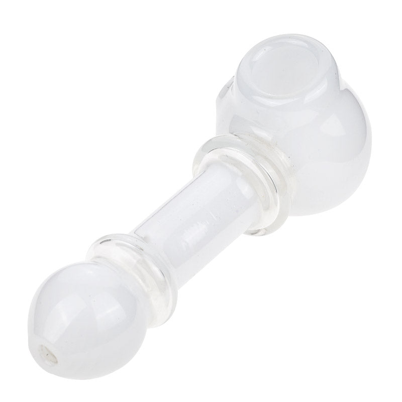 White Glass Spoon Pipe w/ Maria Rings - PuffingBird