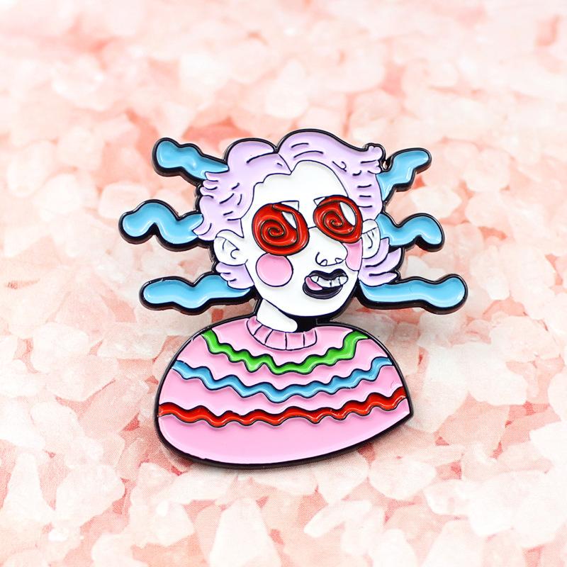 Funny Fashion Girl Enamel Pin