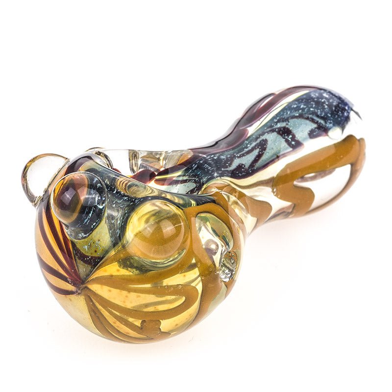 Fumed Glass Spoon Pipe w/ Canes - PuffingBird