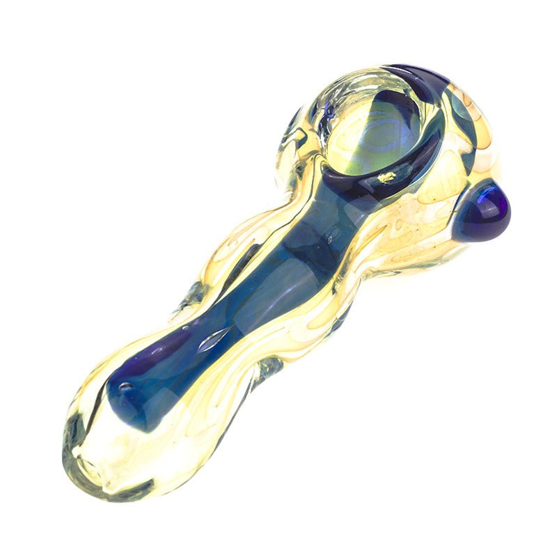 Glass Spoon Pipe w/ Blue Stripe - PuffingBird