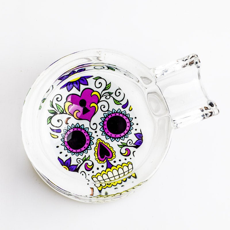 Day of Dead Skull Glass Ashtray (Random Pattern)