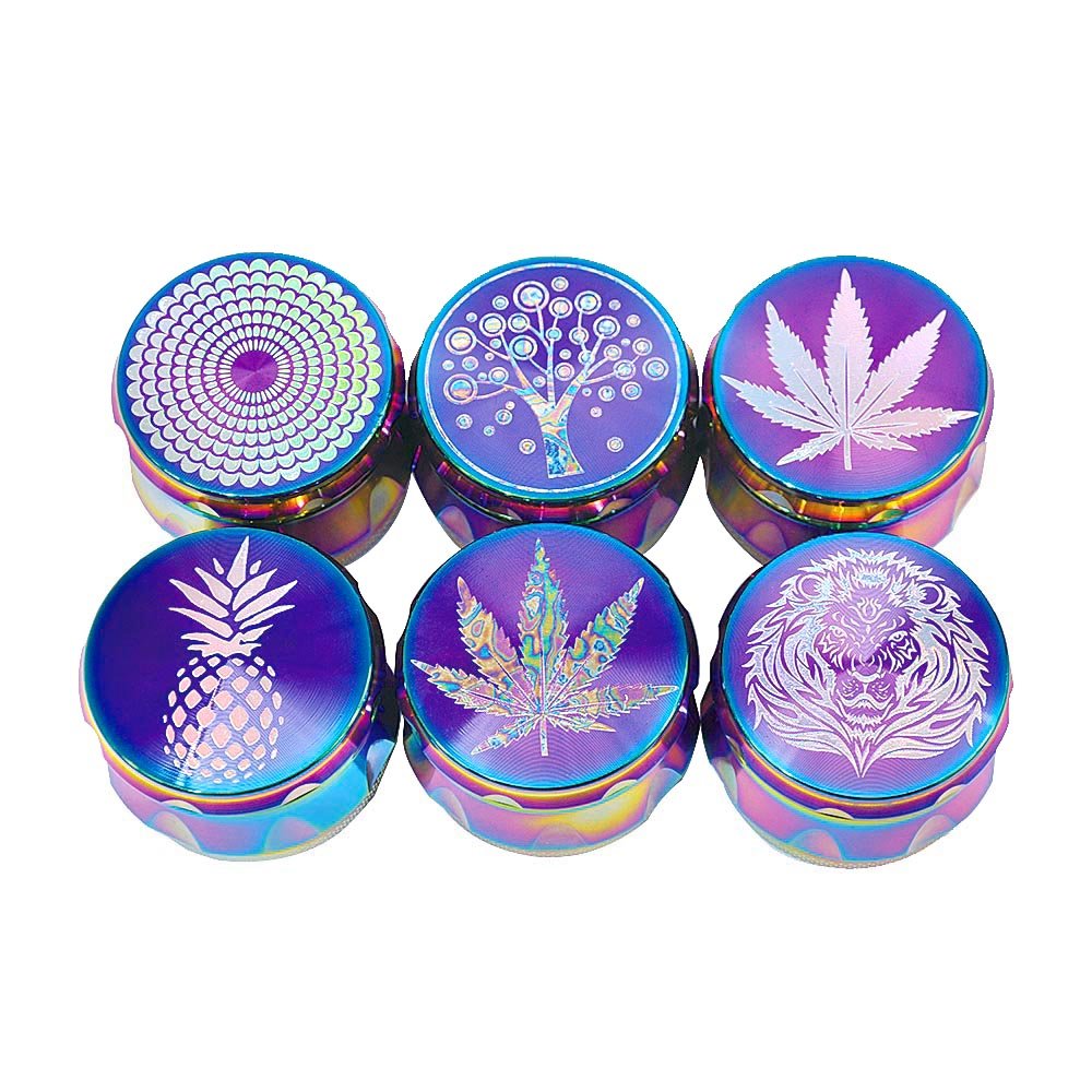 Rainbow Magnetic Lid Zinc Alloy Herb Grinder 4 Piece