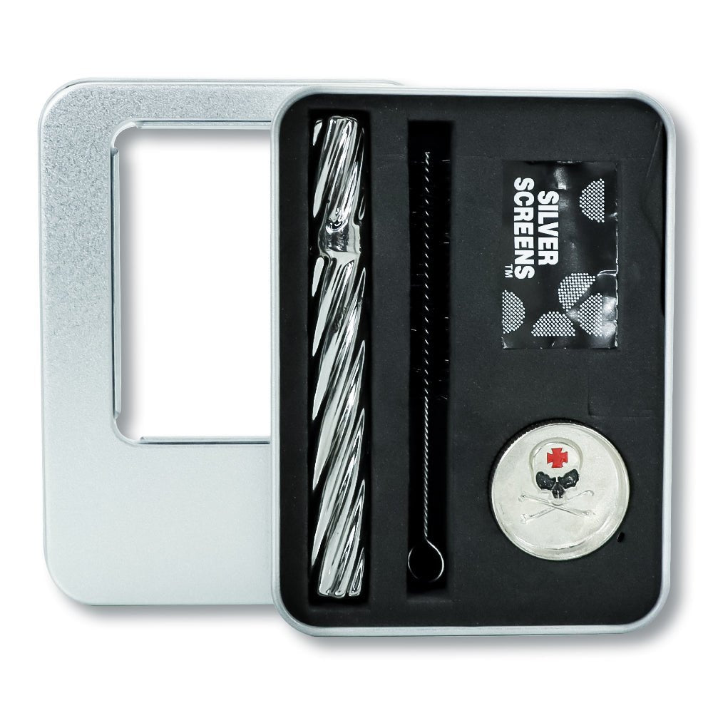 Glass One Hitter Pipe w/ Weed Grinder Set